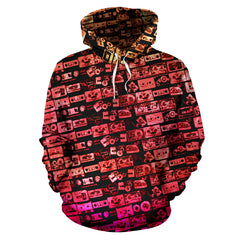 Mix Tape Red Pull Over Hoodie