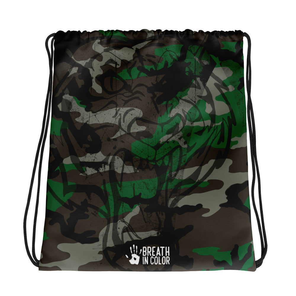 Army Tiger Green Drawstring bag