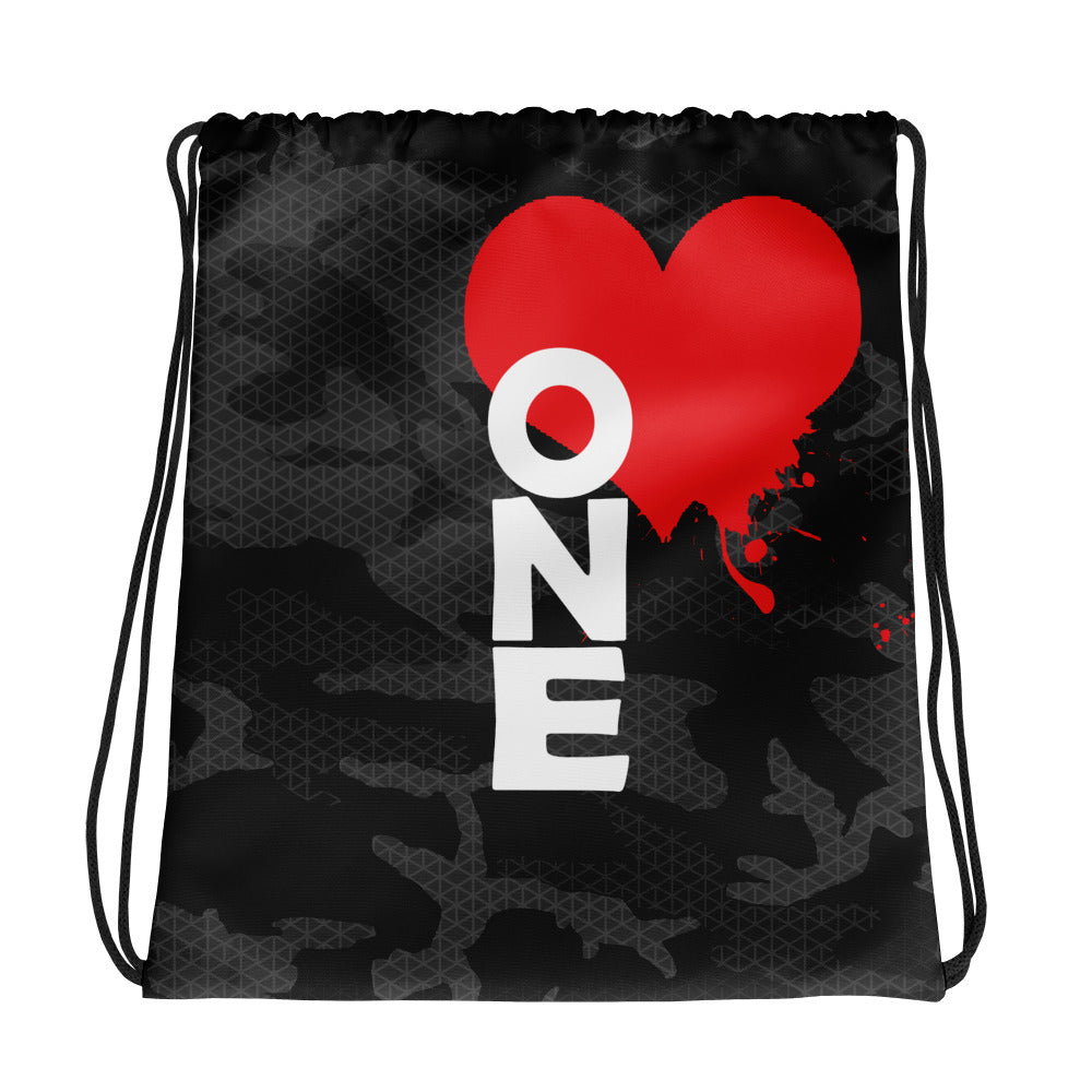 One Love Army Black Drawstring bag