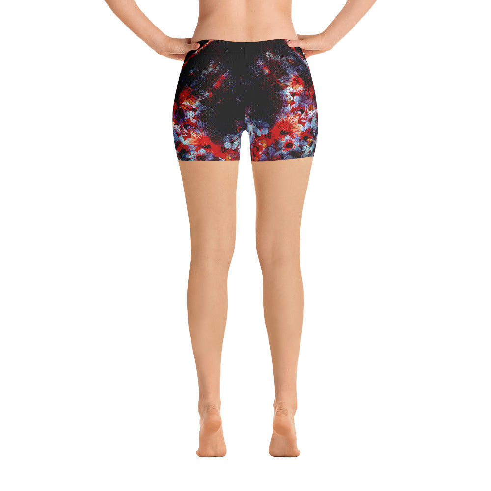 Abstract Flower Red Shorts