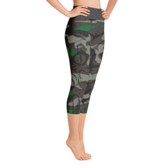 Army Tiger Green Yoga Capri Leggings